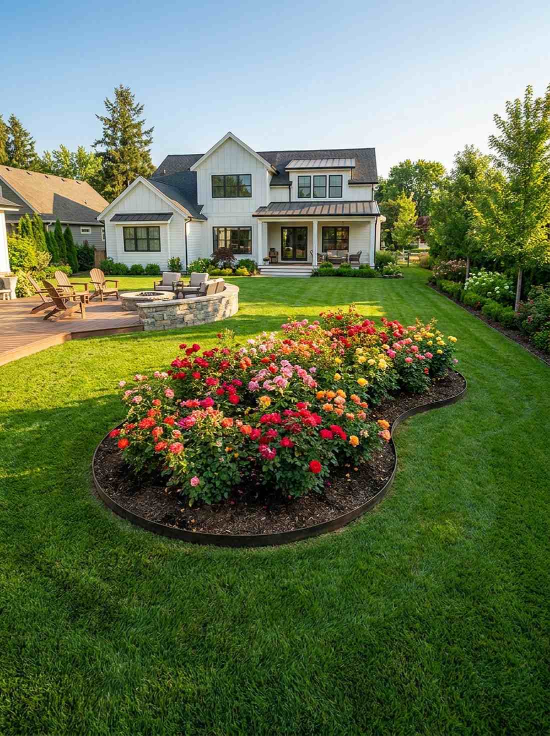 island bed surrounded by lawn