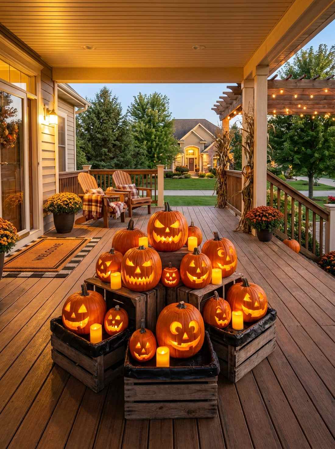 jack o lantern cluster with led candles