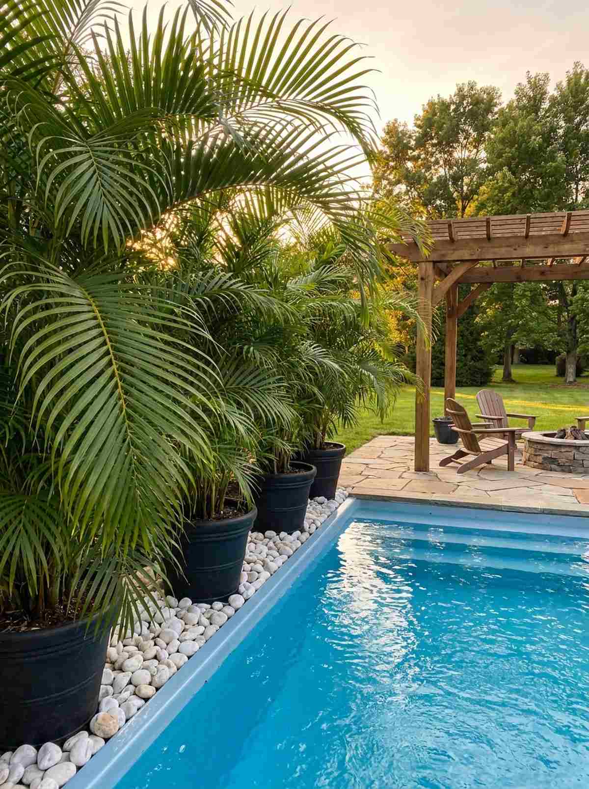 poolside plunge with tropical surround