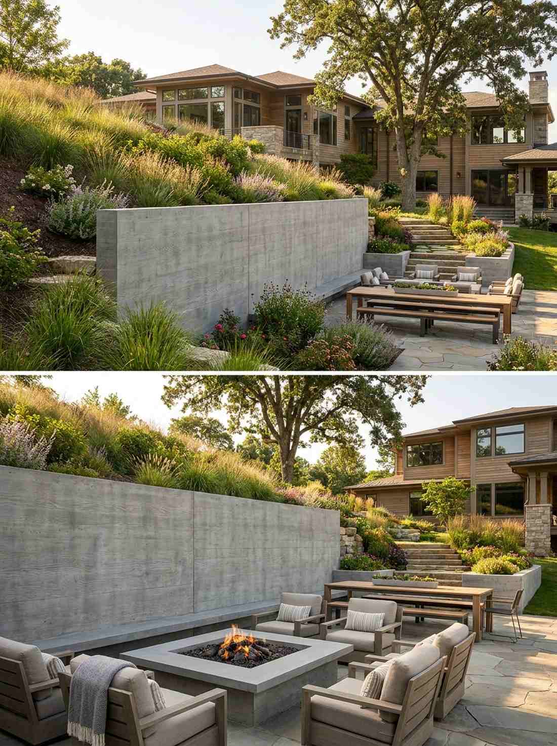 poured concrete retaining walls