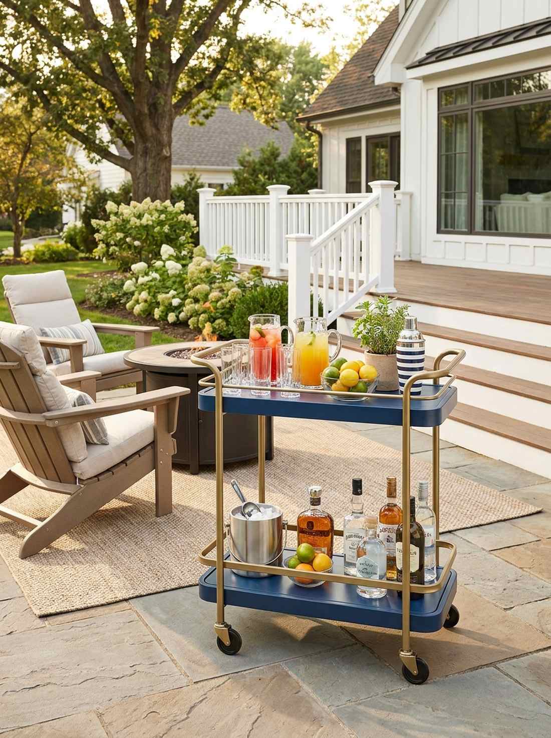 rolling bar cart station