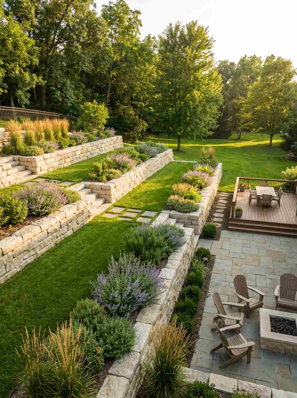 three tier limestone terrace