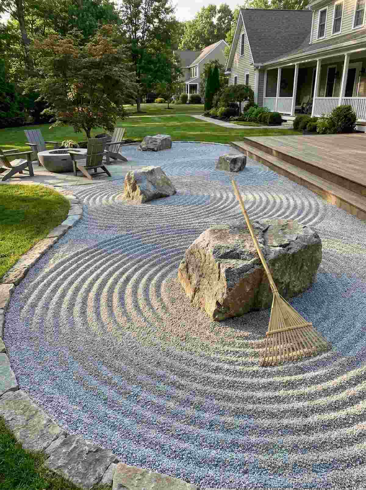 wave pattern gravel surrounding