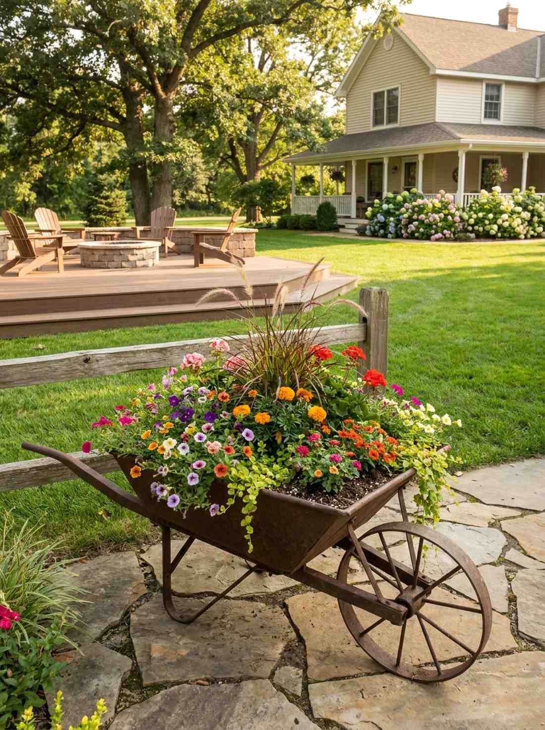 antique wheelbarrow display