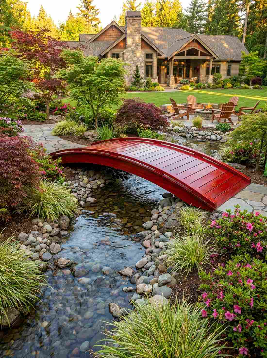 arched bridge over stream