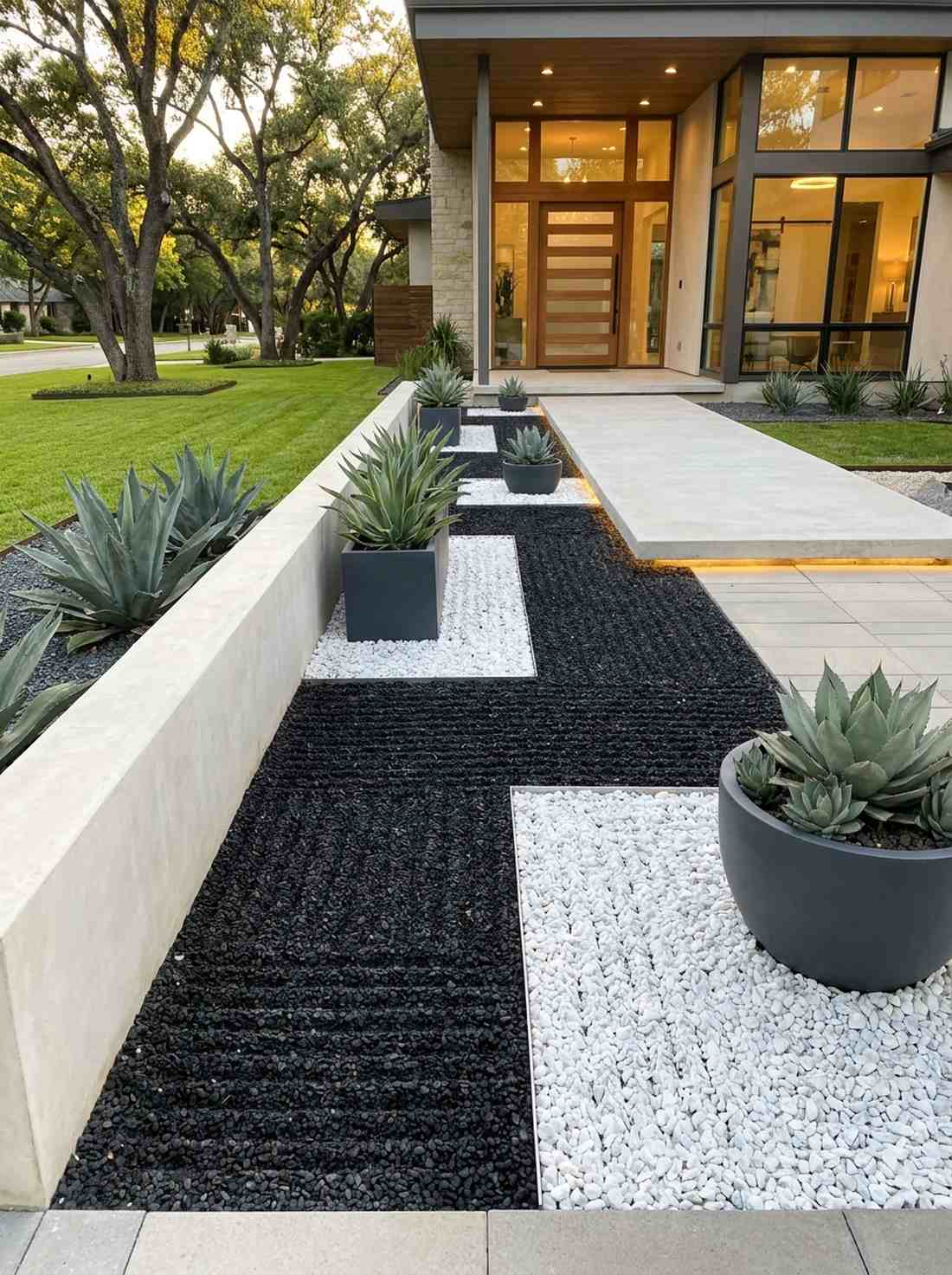 black white gravel contrast