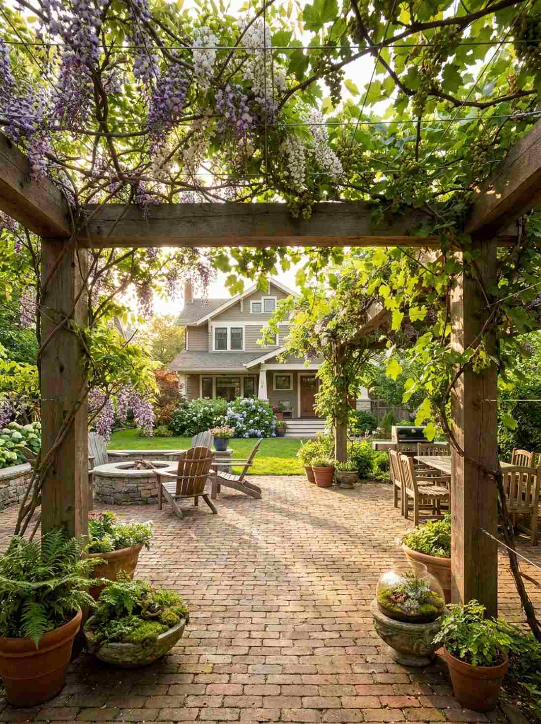 climbing vine green roof pergolas