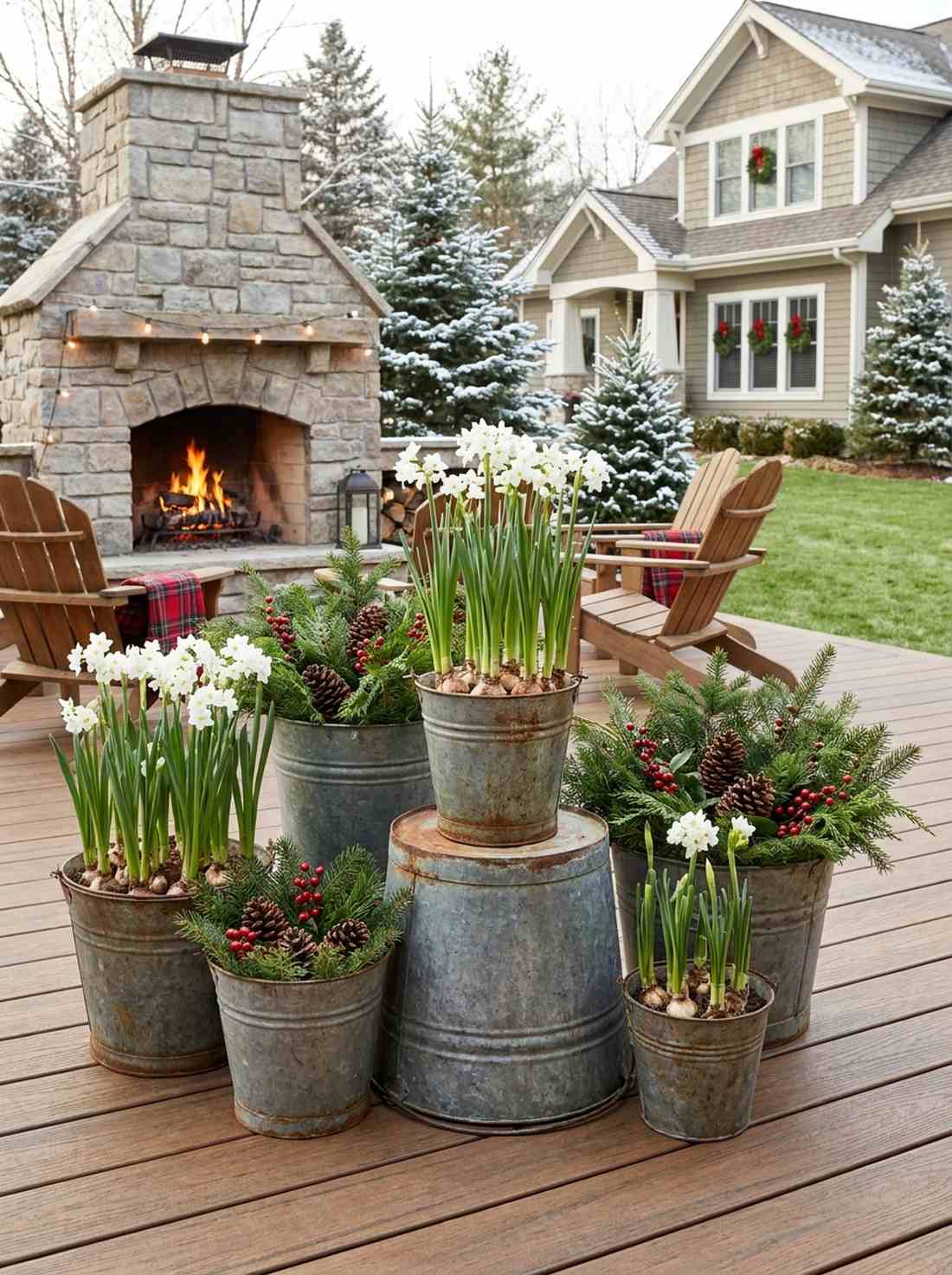 galvanized bucket groupings
