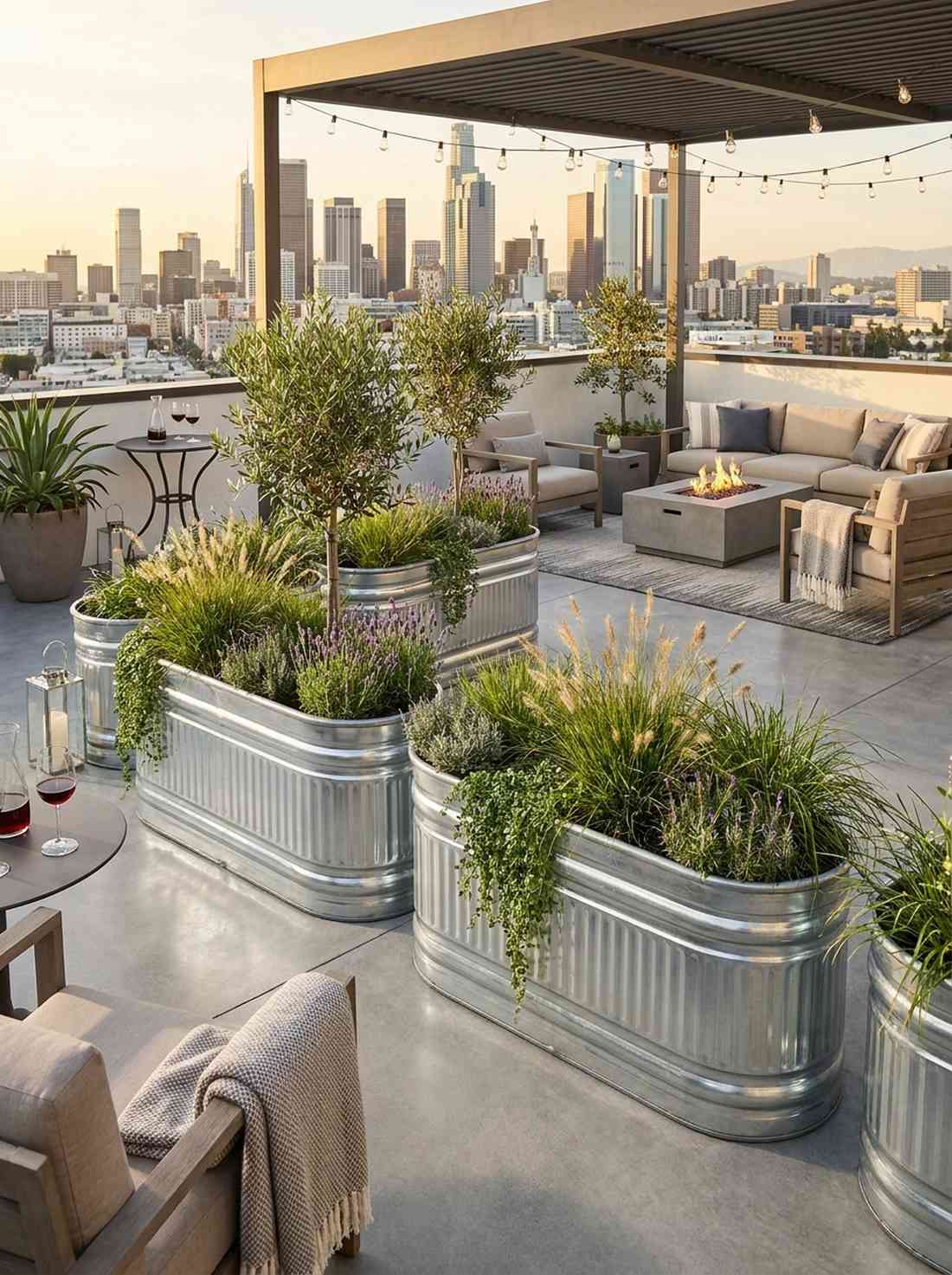 galvanized metal planters