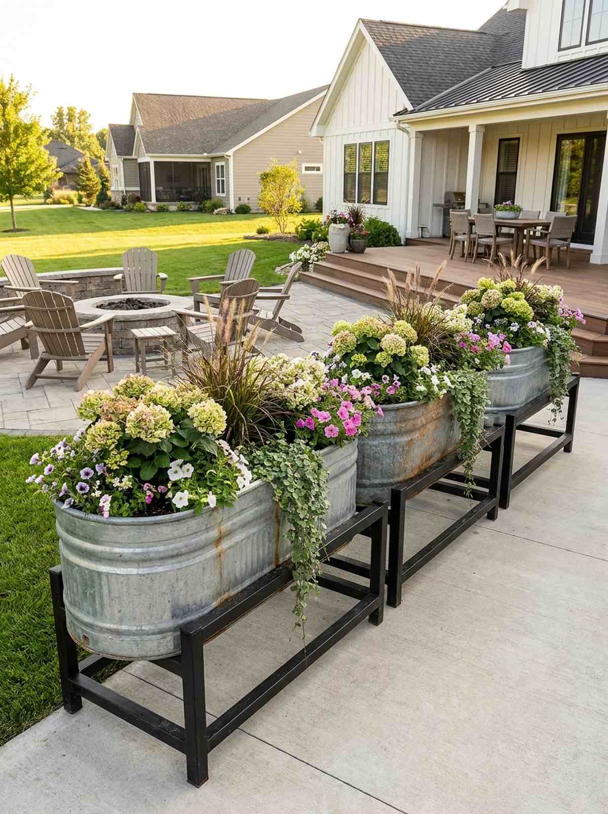 galvanized tub planters
