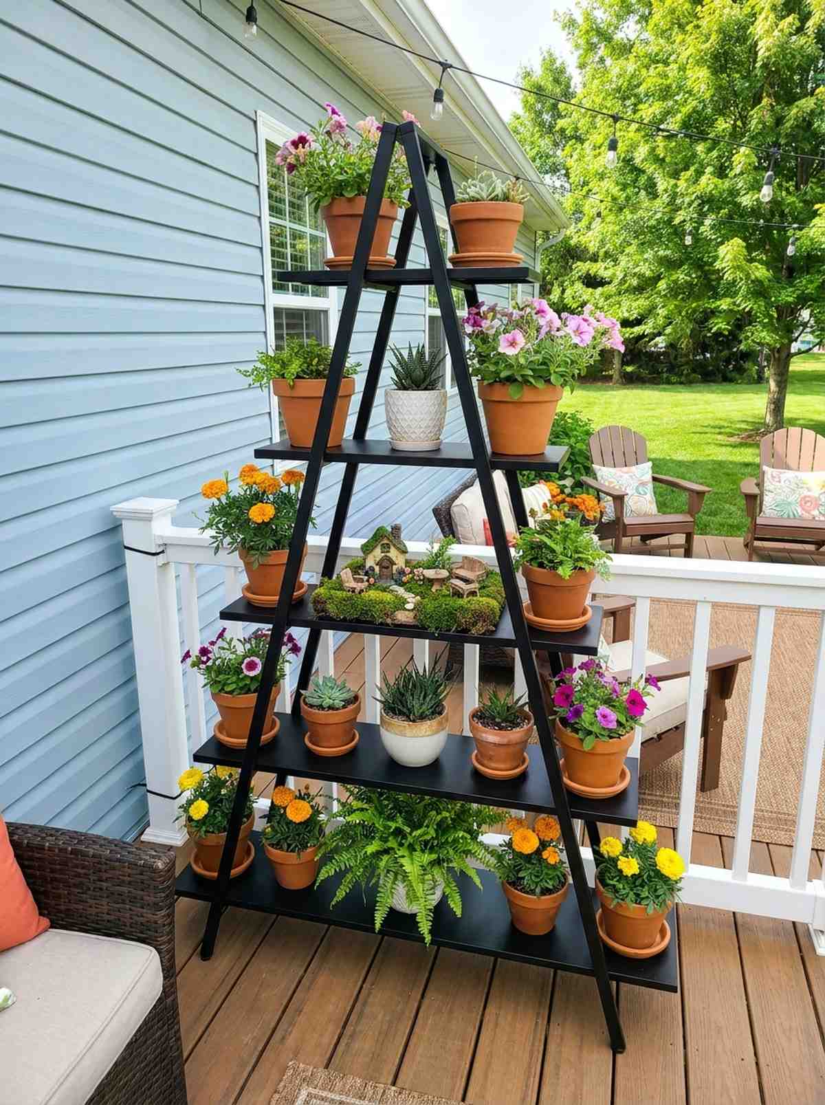 ladder style tiered plant stands