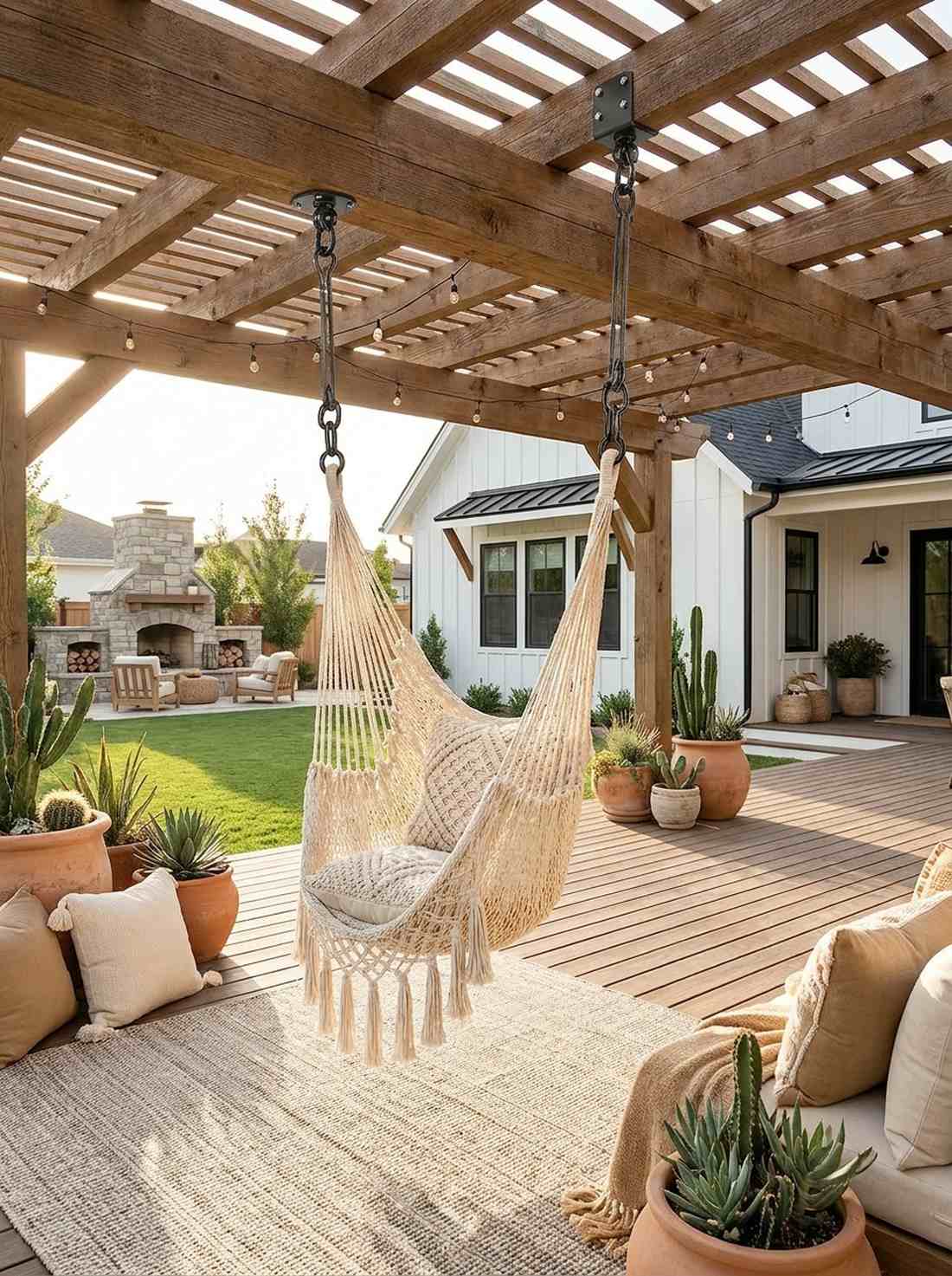 macrame swing installation