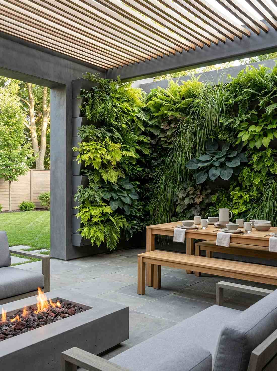 monochromatic green living wall