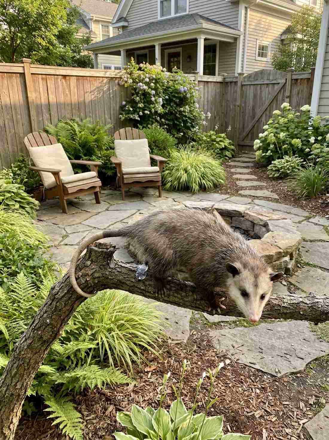 opossum on branch