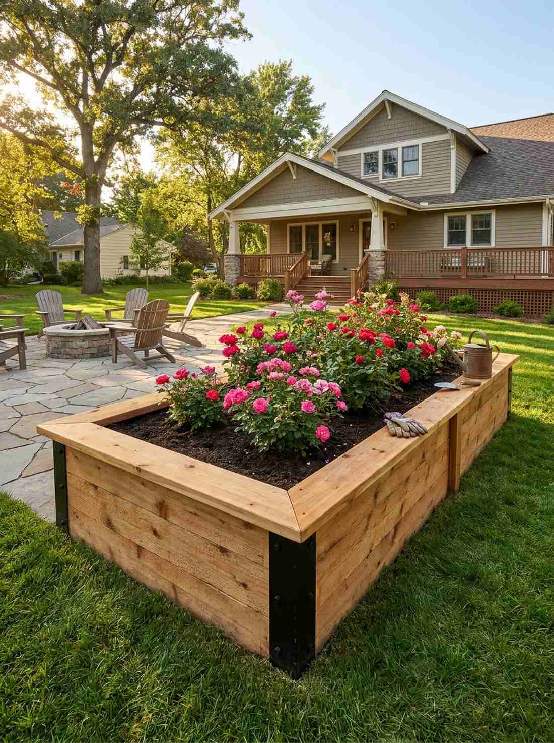 raised timber frame bed