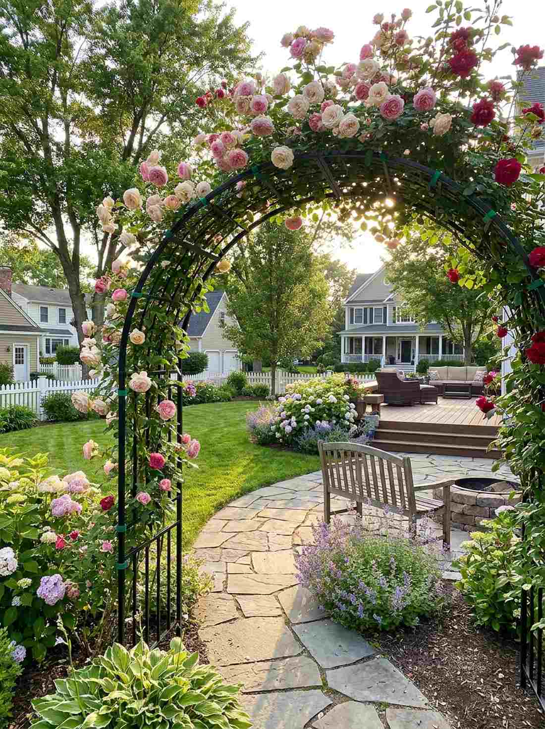 rose arch over main path