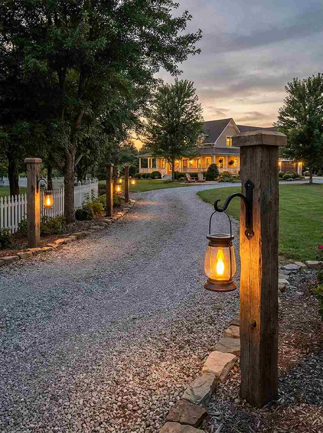 rustic lantern posts