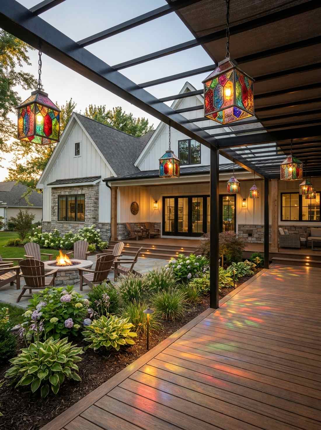 stained glass hanging lanterns
