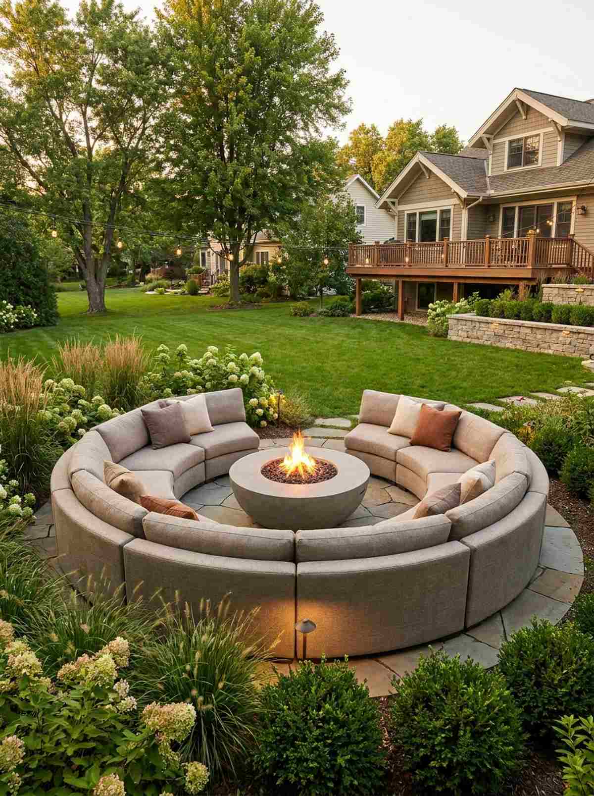curved sofa round table
