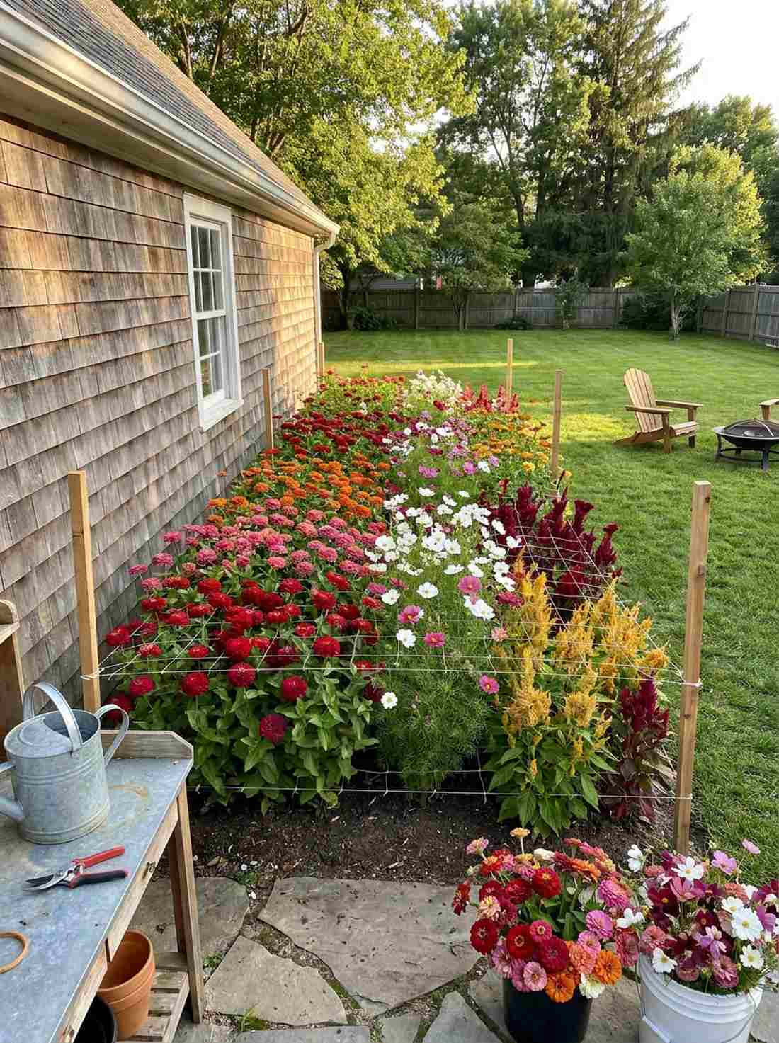 cut flower production row
