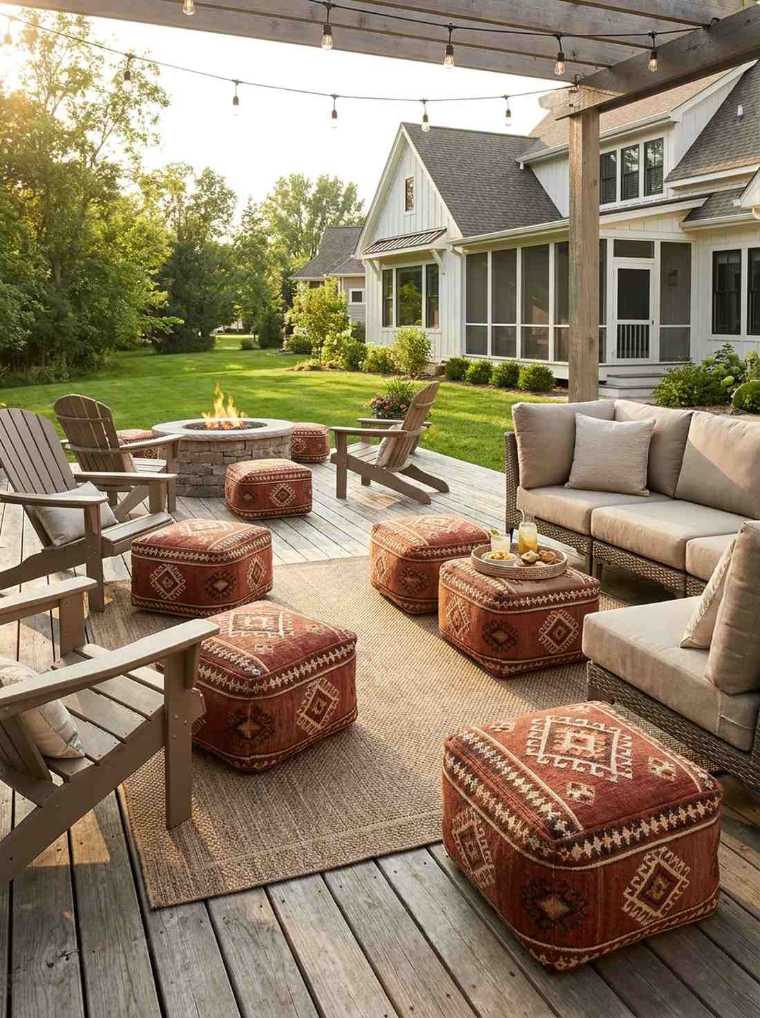 kilim outdoor poufs