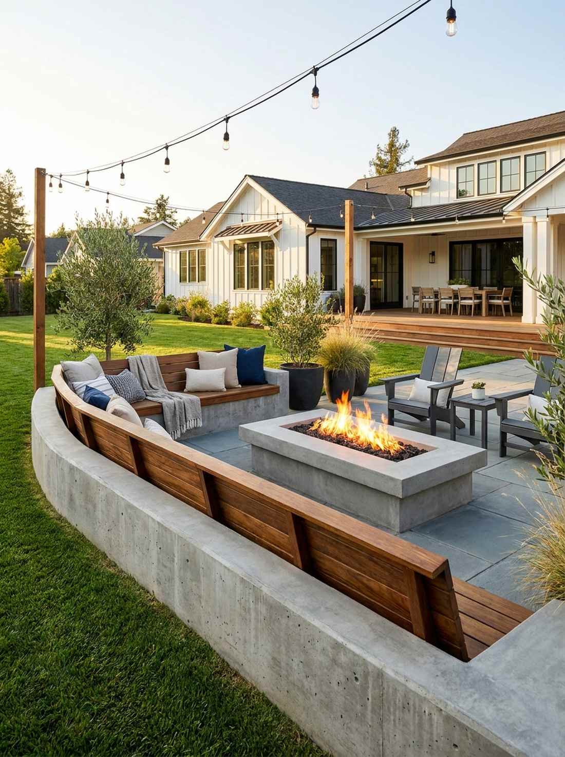 low concrete seat wall