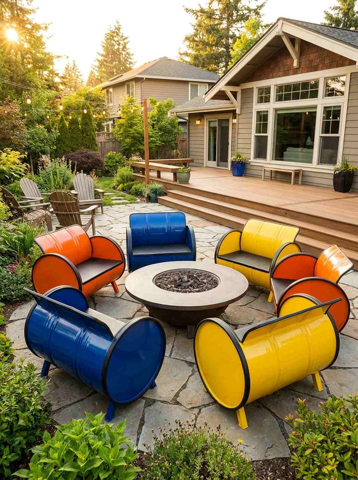 oil drum outdoor seating