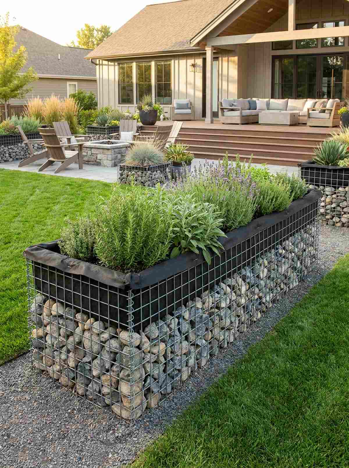 raised gabion planters