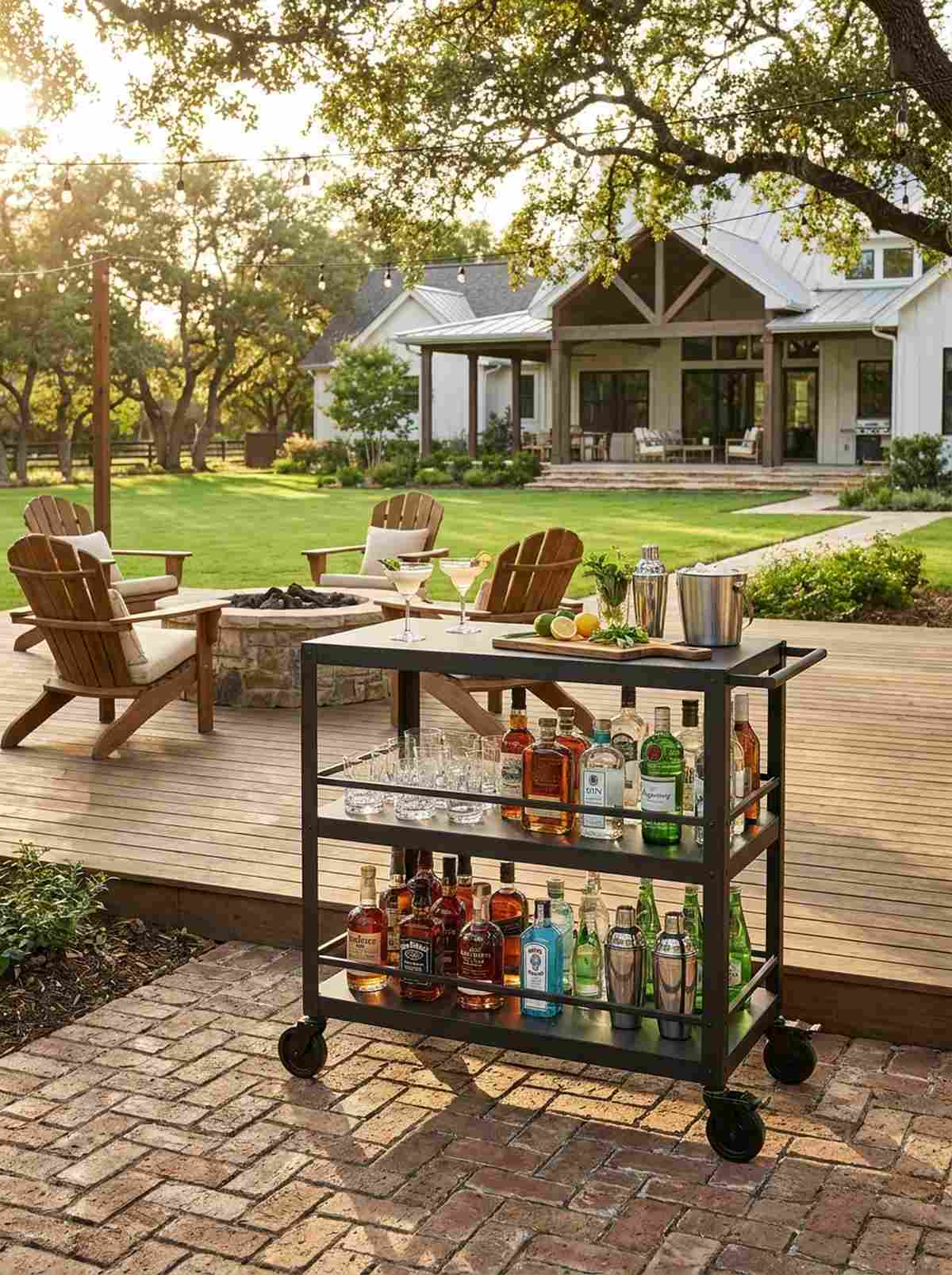 rolling bar cart service station