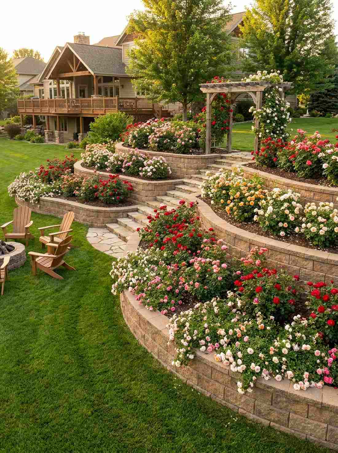 terraced slope rose garden