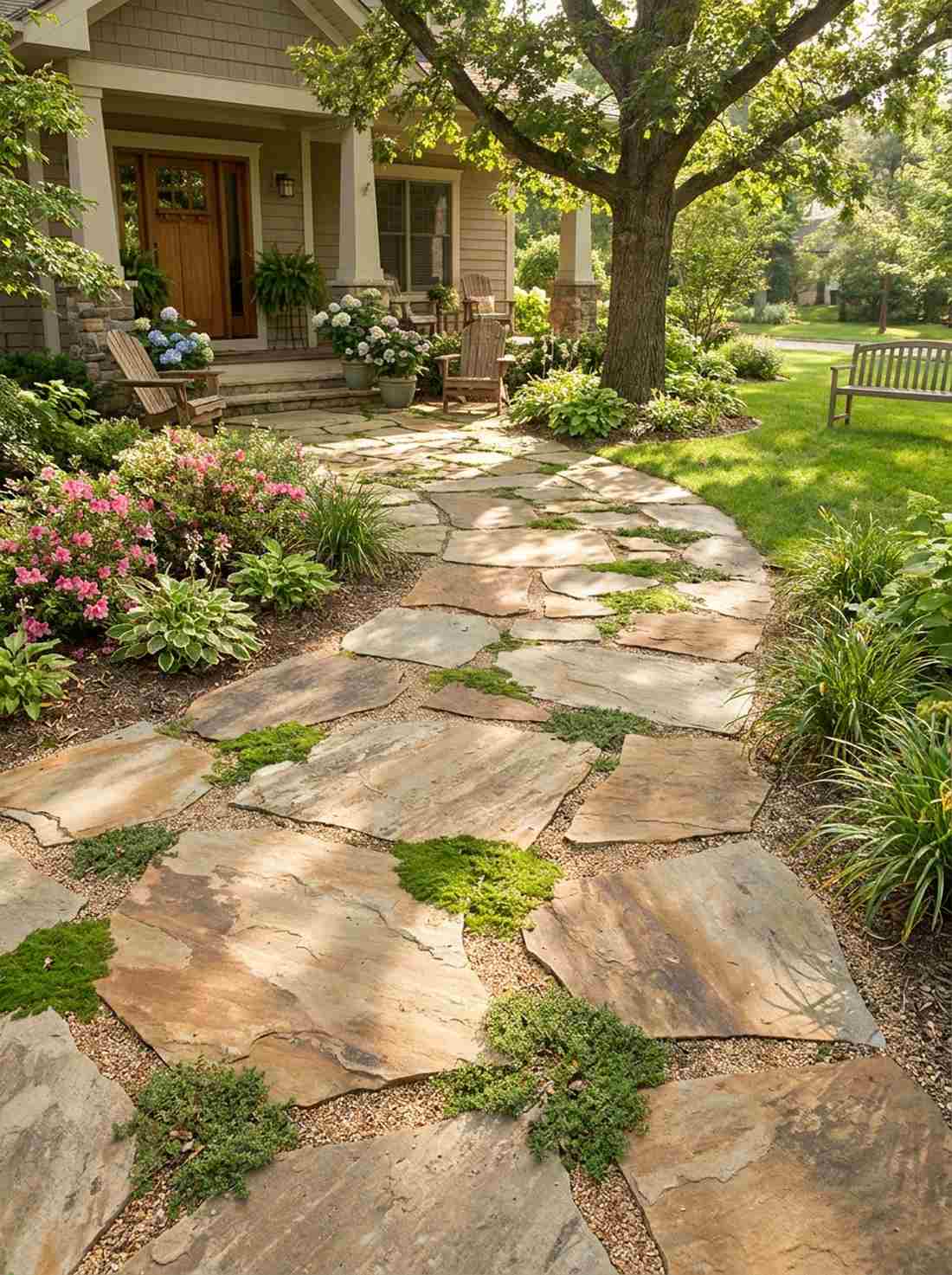 winding flagstone pathway