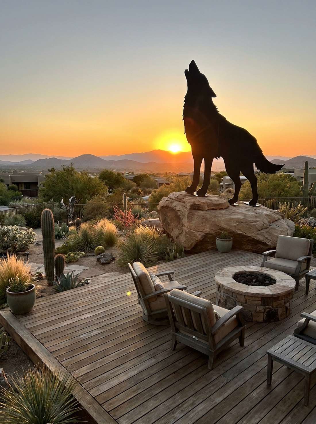wolf howling silhouette