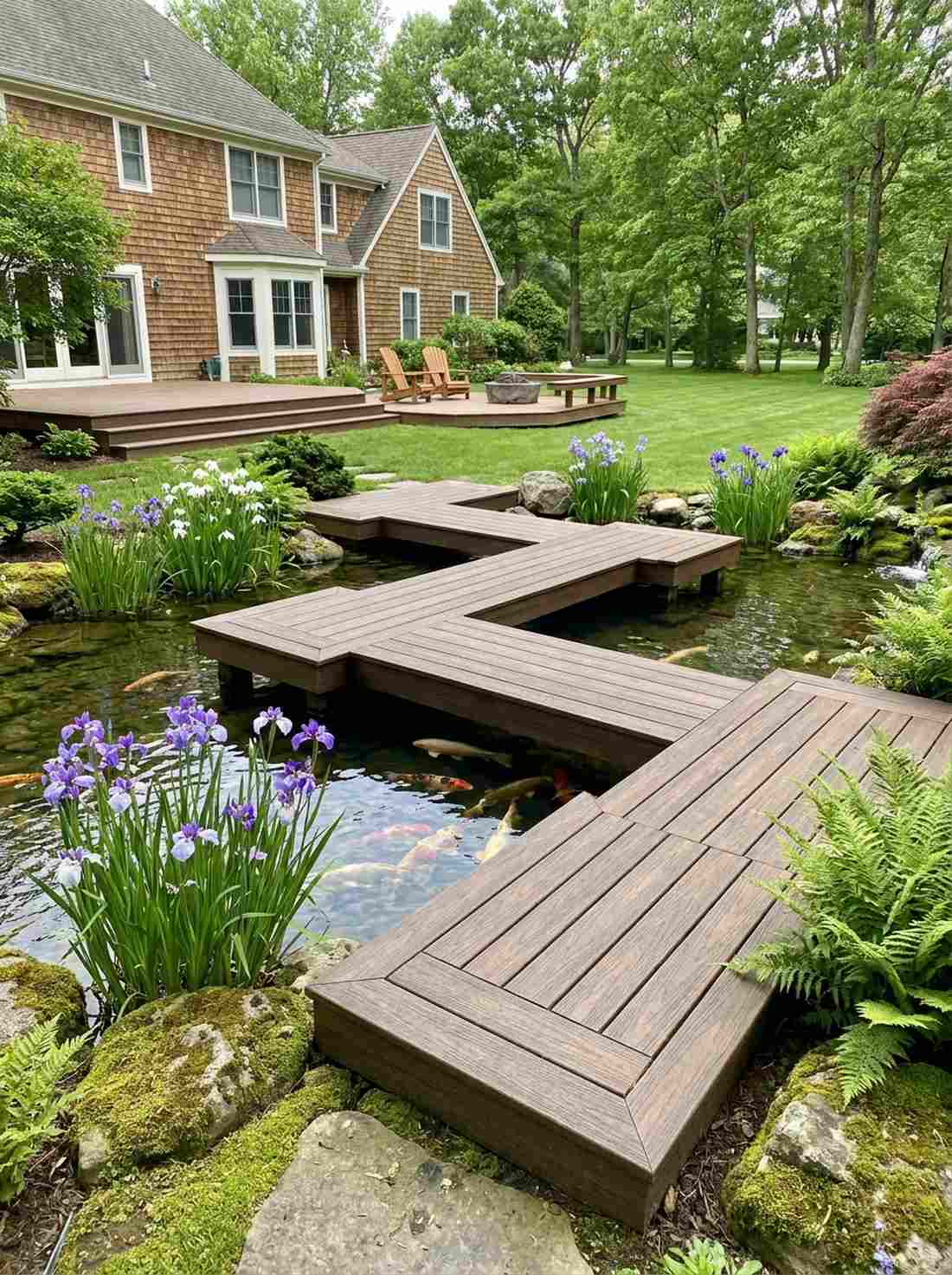 zigzag bridge across pond