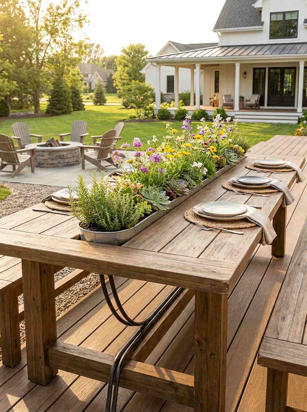 built in planter dining table