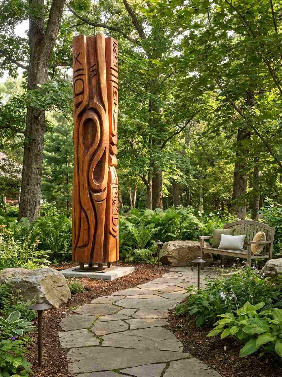carved wood totems