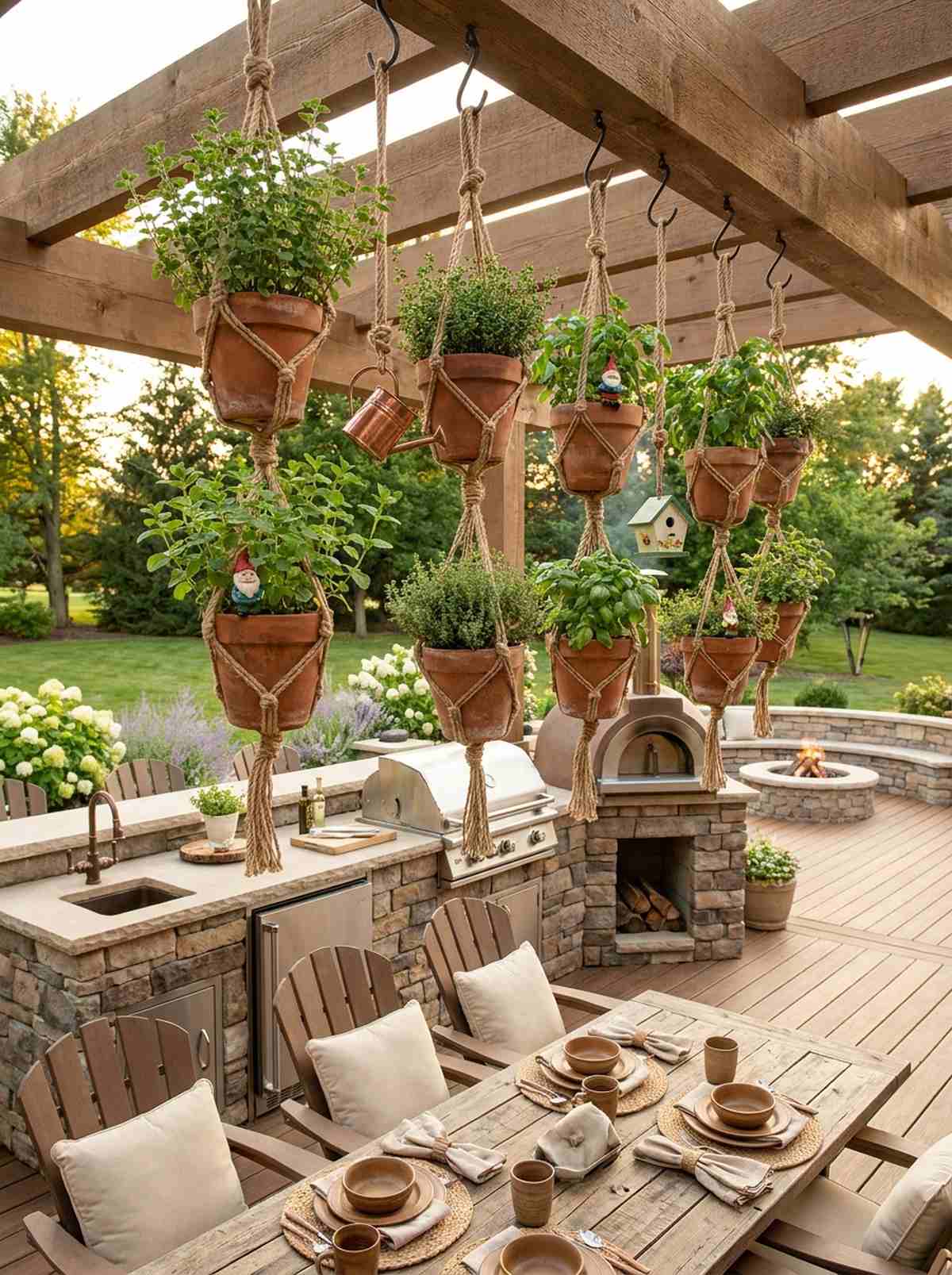 hanging terracotta herb garden