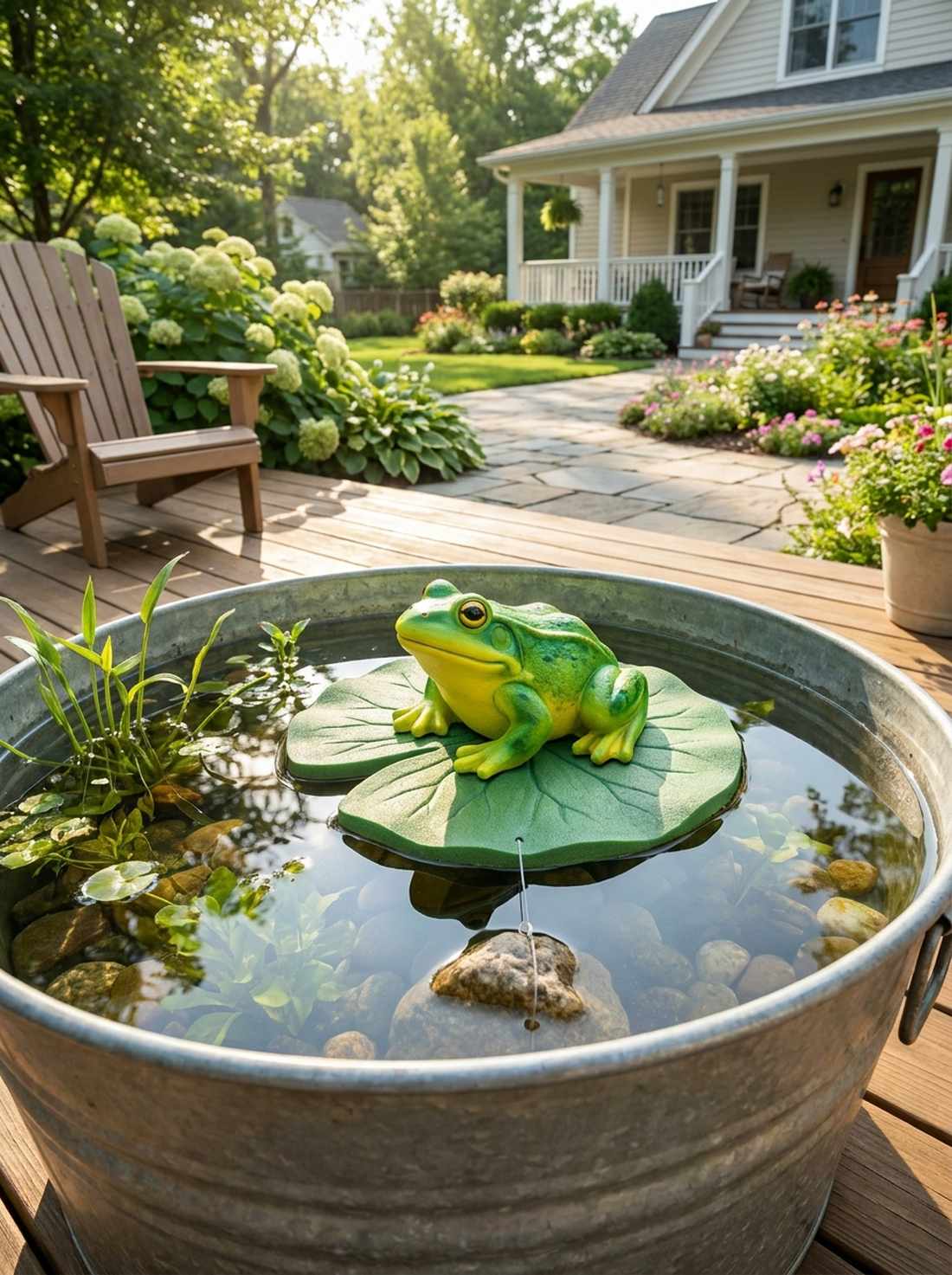 sitting frog on lily pad