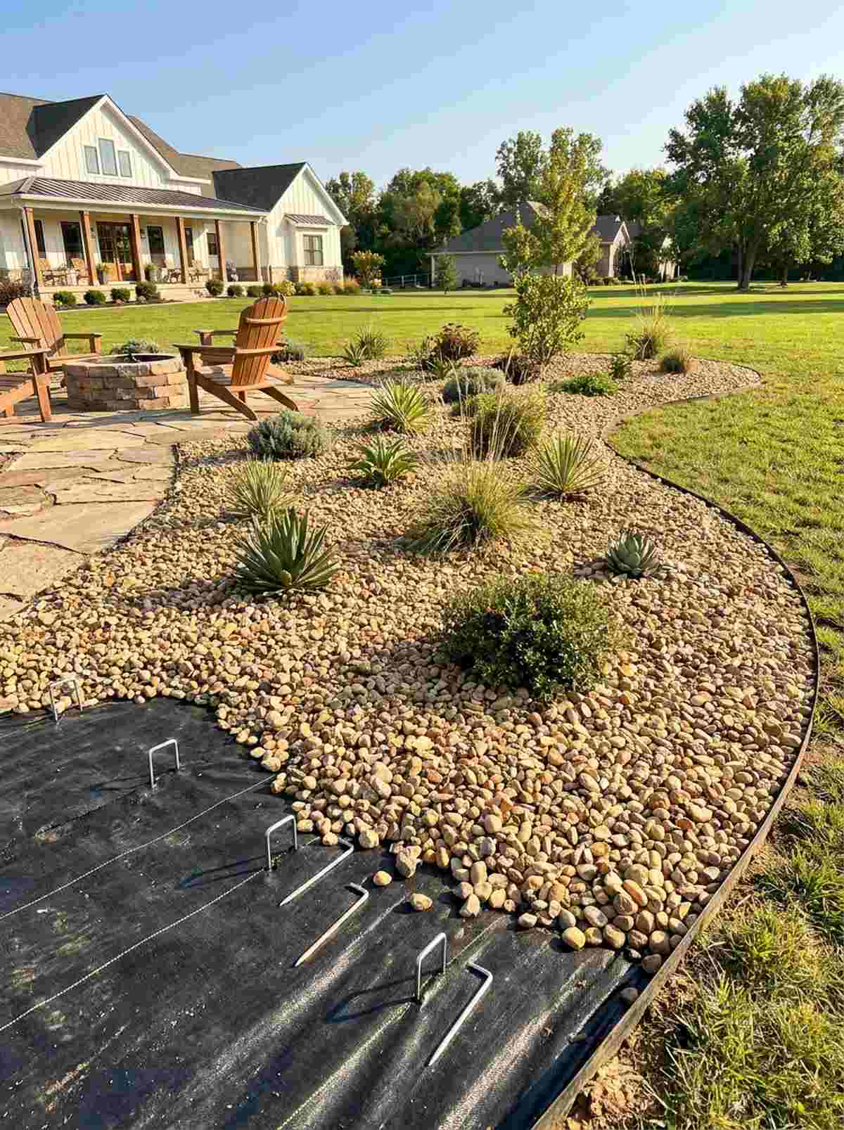 stone mulch beds