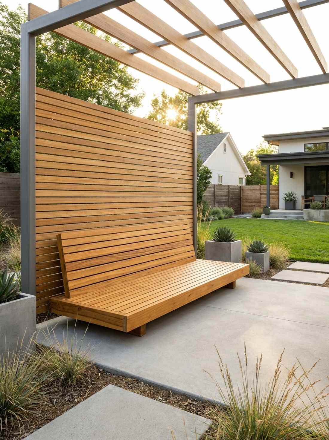 teak platform benches
