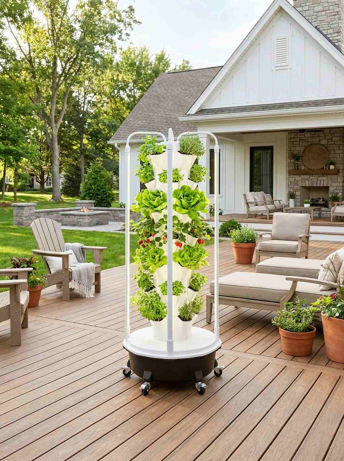 vertical tower planters rotating systems