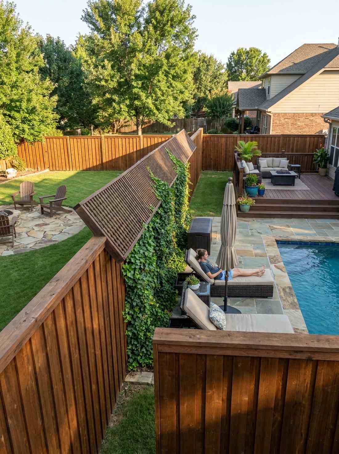 angled top privacy fence