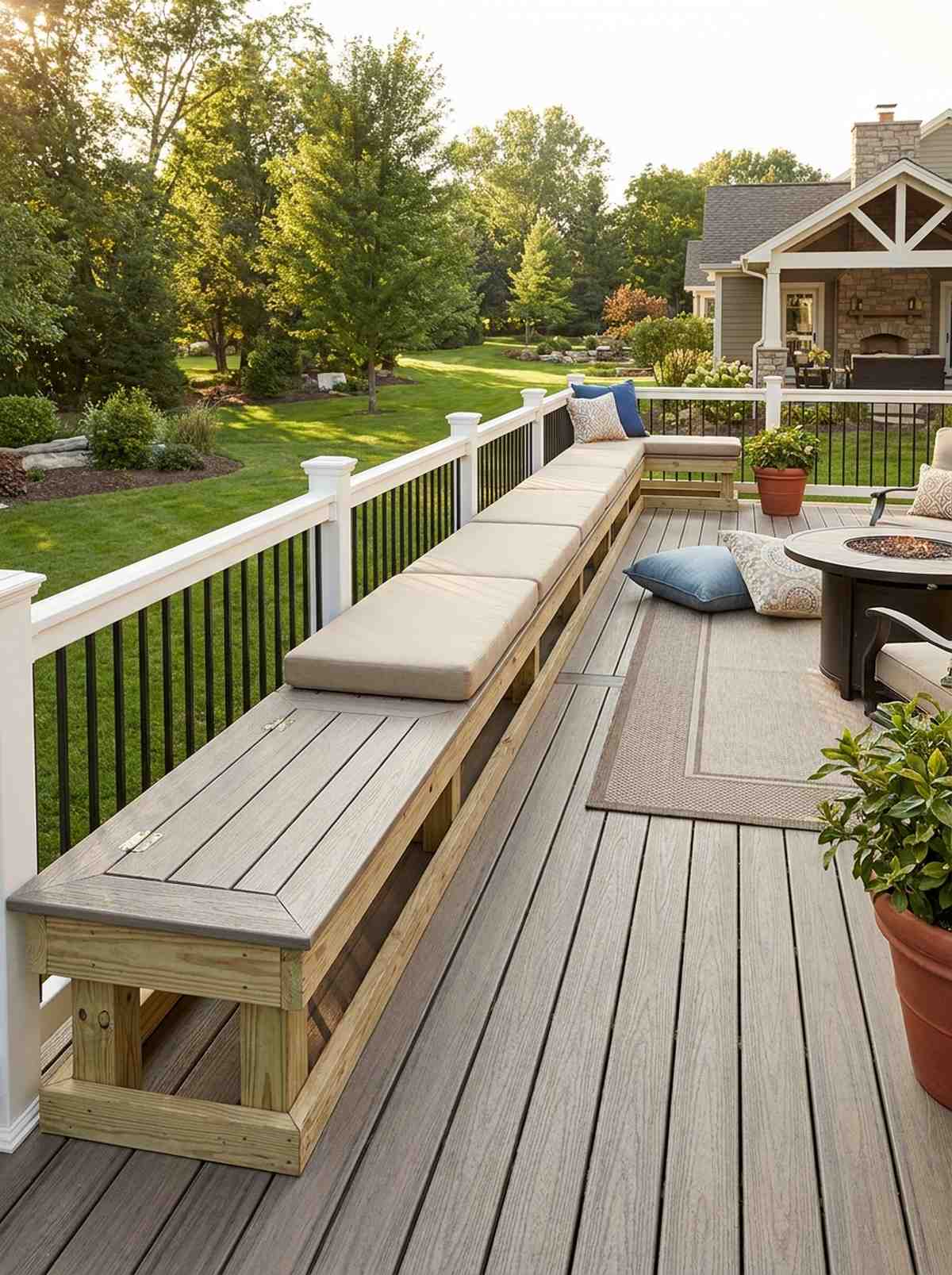 built in perimeter bench