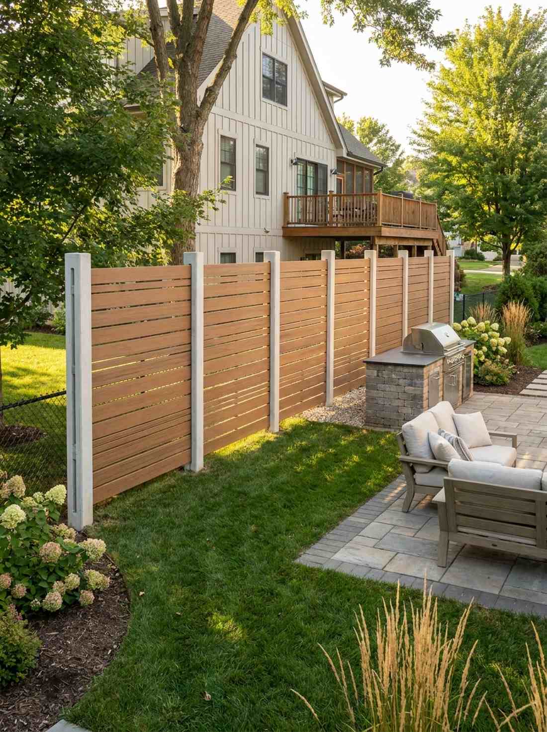 concrete and wood composite fence