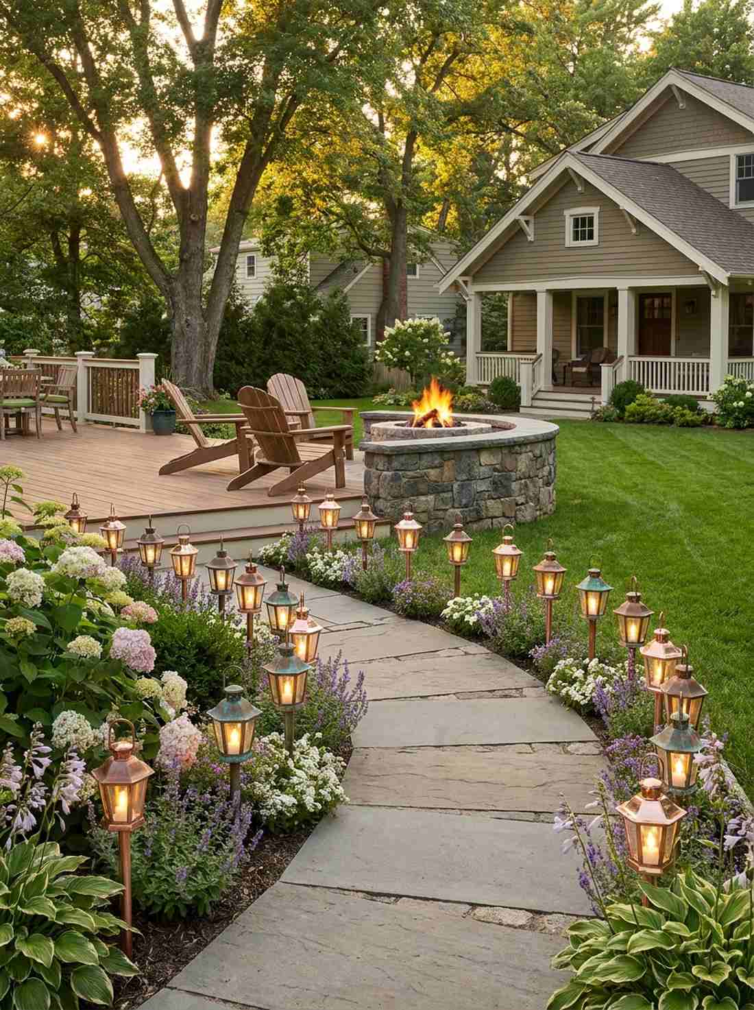 copper lantern pathway stakes