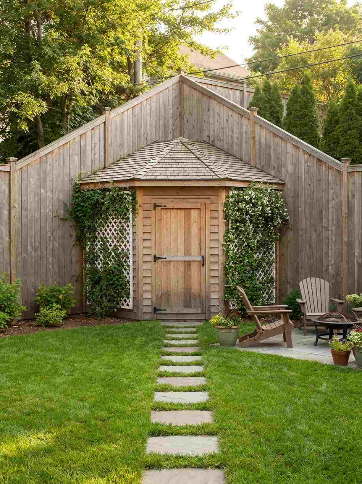 corner placement shed