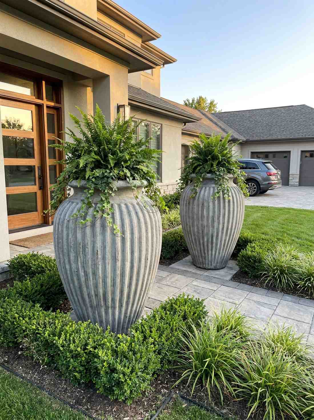 fluted concrete planters