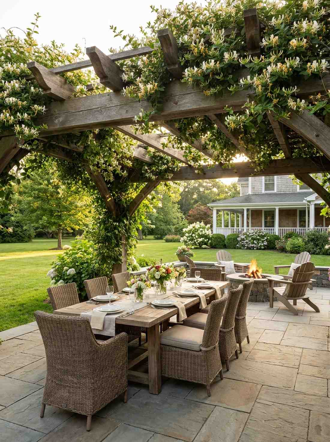 honeysuckle covered pergola