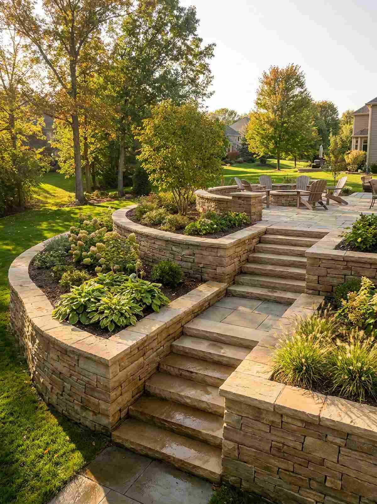 integrated stair terraced wall
