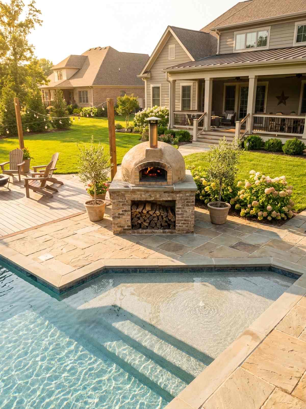 pizza oven station near shallow end