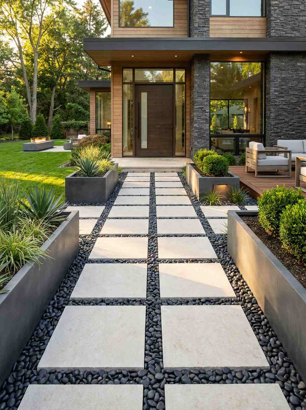quarried block and pebble contrast